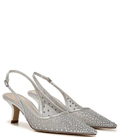 Sam Edelman Bianka Rhinestone Embellished Mesh Pointed Toe Slingback Pumps