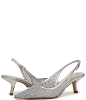 Sam Edelman Bianka Rhinestone Embellished Mesh Pointed Toe Slingback Pumps