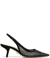 Sam Edelman Bianka Rhinestone Embellished Mesh Pointed Toe Slingback Pumps