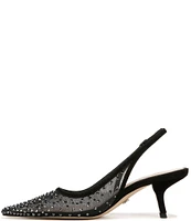 Sam Edelman Bianka Rhinestone Embellished Mesh Pointed Toe Slingback Pumps