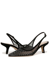 Sam Edelman Bianka Rhinestone Embellished Mesh Pointed Toe Slingback Pumps