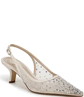 Sam Edelman Bianka Rhinestone Pearl Embellished Mesh Slingback Pumps