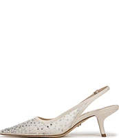 Sam Edelman Bianka Rhinestone Pearl Embellished Mesh Slingback Pumps