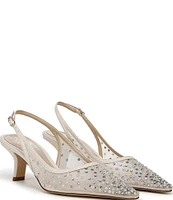 Sam Edelman Bianka Rhinestone Pearl Embellished Mesh Slingback Pumps