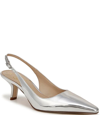 Sam Edelman Bianka Mirror Metallic Patent Pointed Toe Slingback Pumps