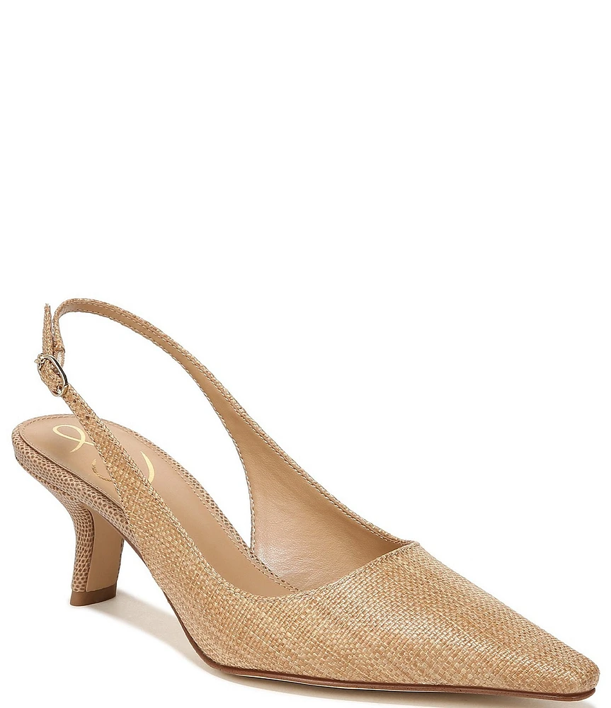 Sam Edelman Bianka Slingback Raffia Pointed Toe Pumps