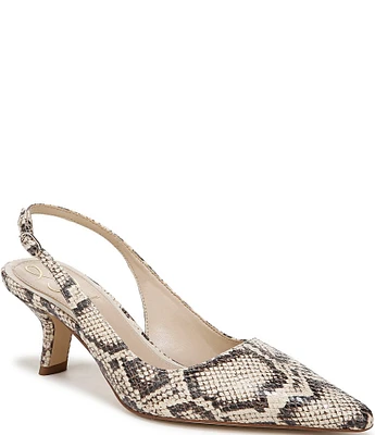 Sam Edelman Bianka Slingback Snake Print Leather Pumps