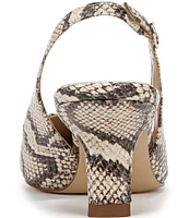 Sam Edelman Bianka Slingback Snake Print Leather Pumps