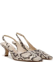 Sam Edelman Bianka Slingback Snake Print Leather Pumps