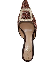 Sam Edelman Brit Boucle Oversized Embellished Buckle Detail Mules