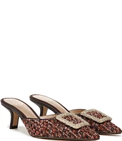 Sam Edelman Brit Boucle Oversized Embellished Buckle Detail Mules