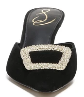 Sam Edelman Brit Suede Oversized Embellished Buckle Detail Mules