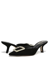 Sam Edelman Brit Suede Oversized Embellished Buckle Detail Mules