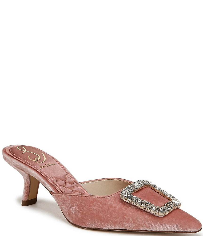 Sam Edelman Brit Glow Velvet Crystal Buckle Detail Dress Mules