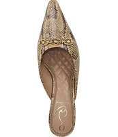 Sam Edelman Brynne Snake Print Leather Chain Detail Pointed Toe Dress Mules