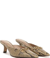 Sam Edelman Brynne Snake Print Leather Chain Detail Pointed Toe Dress Mules