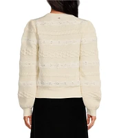 Sam Edelman Cable Lace Banded Long Sleeve Sweater