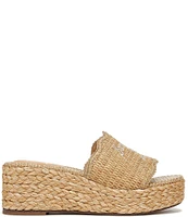 Sam Edelman Camila Raffia Logo Detail Platform Wedge Espadrille Slide Sandals