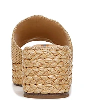 Sam Edelman Camila Raffia Logo Detail Platform Wedge Espadrille Slide Sandals