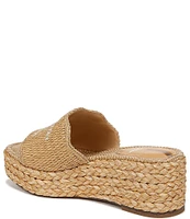 Sam Edelman Camila Raffia Logo Detail Platform Wedge Espadrille Slide Sandals