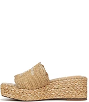 Sam Edelman Camila Raffia Logo Detail Platform Wedge Espadrille Slide Sandals