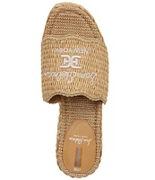 Sam Edelman Camila Raffia Logo Detail Platform Wedge Espadrille Slide Sandals