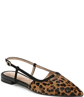 Sam Edelman Cohen Slingback Leopard Calf Hair Point Toe Flats