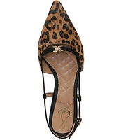 Sam Edelman Cohen Slingback Leopard Calf Hair Point Toe Flats