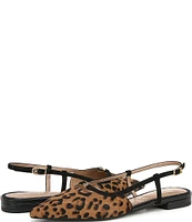 Sam Edelman Cohen Slingback Leopard Calf Hair Point Toe Flats