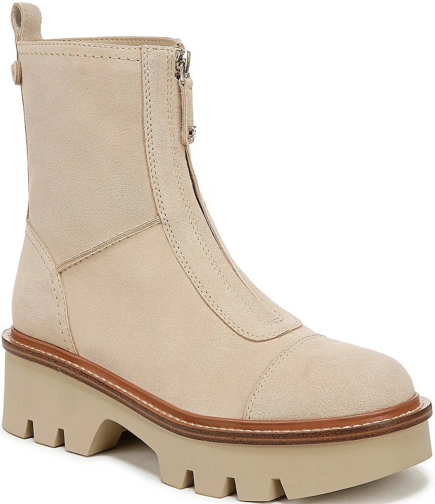 Sam Edelman Cooper Suede Chunky Lug Sole Zip Up Booties