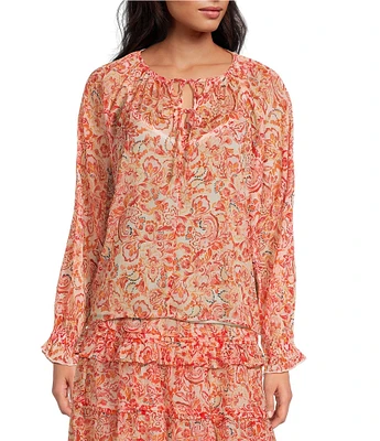 Sam Edelman Coordinating Kelsie Split V-Neck Long Sleeve Blouse