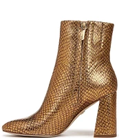 Sam Edelman Daria Metallic Snake Print Leather Block Heel Ankle Booties