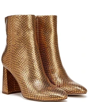 Sam Edelman Daria Metallic Snake Print Leather Block Heel Ankle Booties