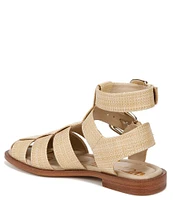 Sam Edelman Dawn Raffia Strappy Double Buckle Gladiator Sandals