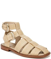 Sam Edelman Dawn Raffia Strappy Double Buckle Gladiator Sandals