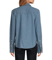 Sam Edelman Denim Collar Long Sleeve Button Down Top