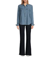 Sam Edelman Denim Collar Long Sleeve Button Down Top