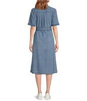 Sam Edelman Denim Collared Short Sleeve Midi Dress