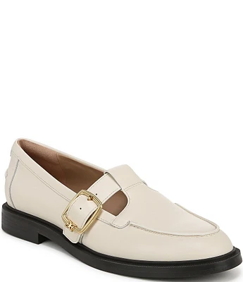 Sam Edelman Elaina Leather T Strap Oversize Buckle Slip On Flat Loafers