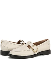 Sam Edelman Elaina Leather T Strap Oversize Buckle Slip On Flat Loafers