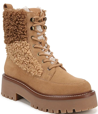 Sam Edelman Elliot Faux Shearling Suede Chunky Lug Sole Zip Up Booties