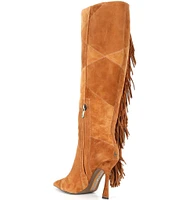 Sam Edelman Ellis Suede Patchwork Fringe Detail Tall Dress Boots