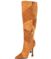 Sam Edelman Ellis Suede Patchwork Fringe Detail Tall Dress Boots