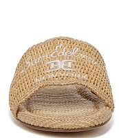 Sam Edelman Evette Raffia Logo Detail Slide Sandals