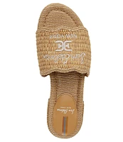 Sam Edelman Evette Raffia Logo Detail Slide Sandals