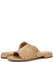 Sam Edelman Evette Raffia Logo Detail Slide Sandals