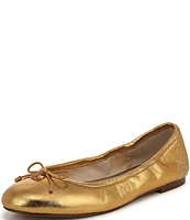 Sam Edelman Felicia Metallic Leather Bow Detail Ballet Flats