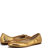 Sam Edelman Felicia Metallic Leather Bow Detail Ballet Flats