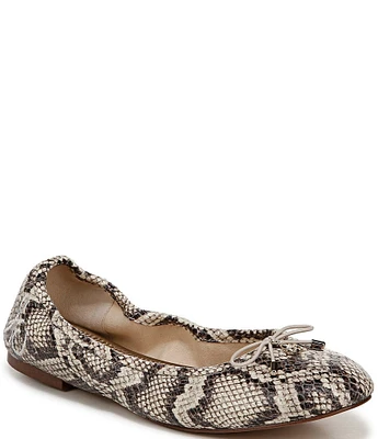 Sam Edelman Felicia Snake Print Leather Bow Detail Ballet Flats