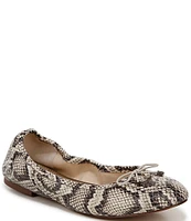 Sam Edelman Felicia Snake Print Leather Bow Detail Ballet Flats